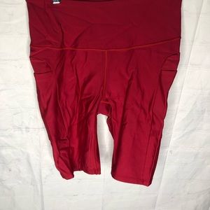 Endeavor Women's Bike Shorts Soft Workout Side Pockets Red Size Small